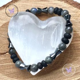 Men's Labradorite, Lava Stone & Hematite Bracelet